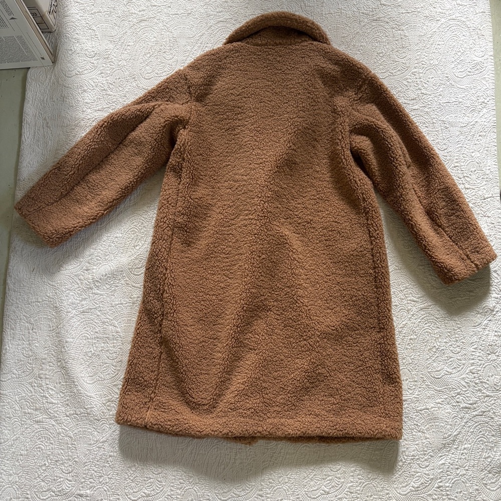 NWT Uniqlo Women's jacket Coat Brown Dark Beige Faux Shearling Jacket - size XS - Picture 2 of 13